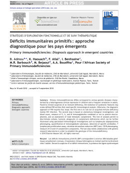 Déficits immunitaires primitifs: approche diagnostique pour les pays