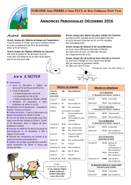 Annonces Paroissiales Décembre 2016