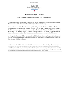 Ardian - Groupe Unither - Autorité de la concurrence