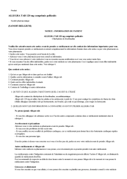 ALLEGRA TAB 120 mg comprimés pelliculés (SANOFI BELGIUM)