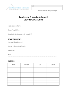 Bordereau à joindre à l`envoi ŒUVRE COLLECTIVE