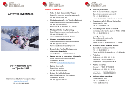ACTIVITÉS HIVERNALES Le plein d`activités