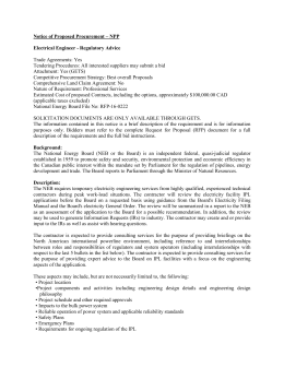 Notice of Proposed Procurement – NPP Electrical