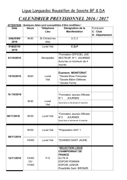 calendrier de la ligue - Savate Saint Christol