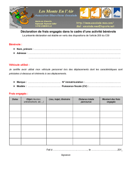 ​Déclaration de frais engagés dans le cadre d`une activité bénévole