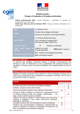 Intitulé du poste : Chargé-e d`évaluation et d`analyses