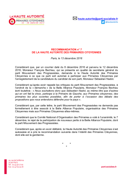 Recommandation n°7 (candidature MDP)