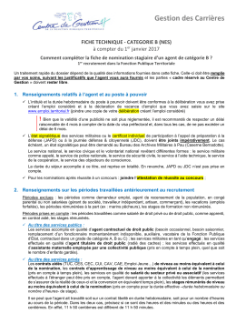 Fiche de nomination stagiaire de cat&eacute;gorie B (NES)