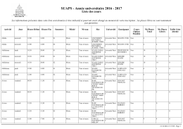 SUAPS - Année universitaire 2016 - 2017 - InfoSport