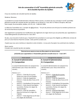 Avis de convocation à la 83e Assemblée