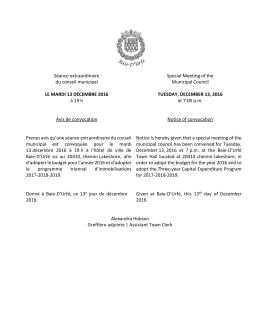 Avis de convocation s&eacute;ance extraordinaire du conseil - Baie