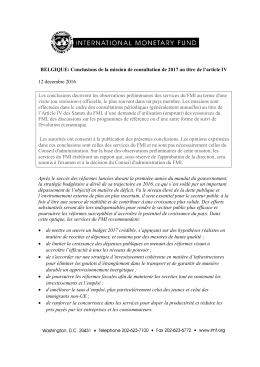 Conclusions de la mission de consultation de 2017 au titre de l