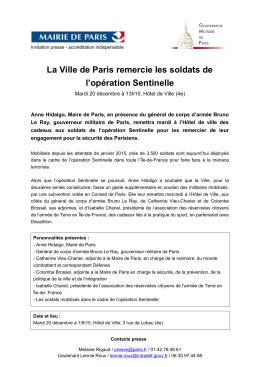 La Ville de Paris remercie les soldats de l`opération Sentinelle