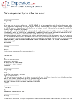 Carte de paiement pour achat sur le net