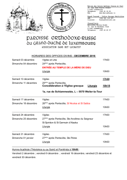 HORAIRES DES OFFICES DIVINS : DECEMBRE 2016