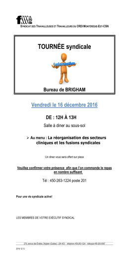 Tournée syndicale Brigham - Syndicat des travailleuses et