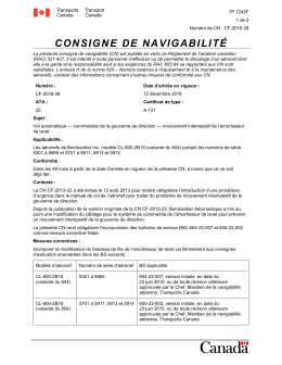 Consigne de navigabilité CF-2016-38 ATA 22