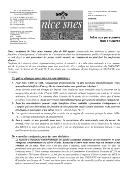 Ce qui va changer pour tous les non titulaires - SNES