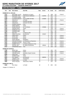 SEMI MARATHON DE HYERES 2017 - Wiclax - Liste