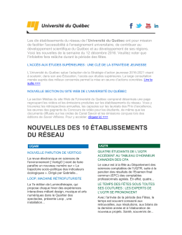 nouvelles des 10 établissements du réseau