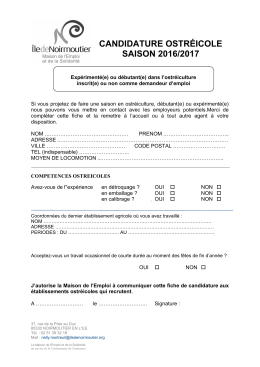 Fiche candidature ostr&eacute;iculture - Communaut&eacute; de communes de l`Ile