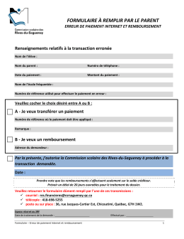 Formulaire &ndash; Erreur de paiement - Commission scolaire des Rives