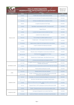 Thèmes Source Sujets Date Veille n°157 du 8 décembre au 14