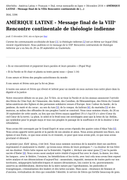 AMÉRIQUE LATINE - Message final de la VIIIe