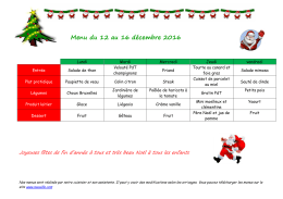 Menu du 12 au 16 décembre 2016 - Site de Nouaillé