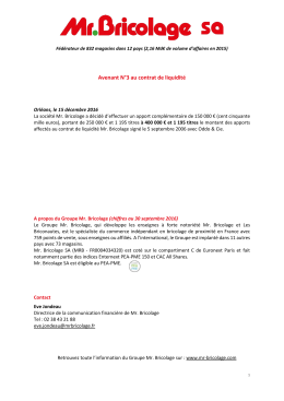 Avenant N&deg;3 au contrat de liquidit&eacute;