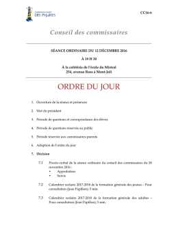 ordre du jour - Commission scolaire Des Phares