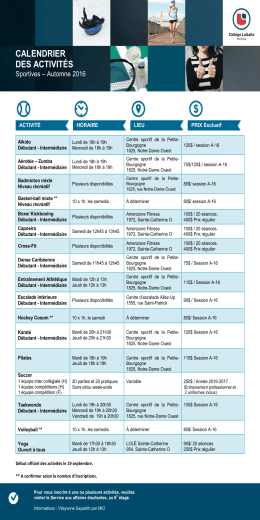 T&eacute;l&eacute;chargez le calendrier des activit&eacute;s sportives en format PDF
