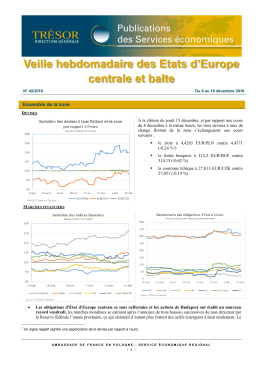Veille des Etats d`Europe centrale et balte du 9 au 16 décembre