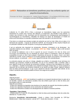 JeREV Relaxation et &eacute;motions positives pour les enfants apr&egrave;s un