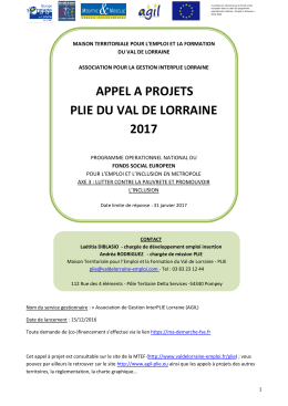 appel a projets plie du val de lorraine 2017