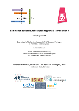 Pre-Programme 2016 -1 - Pays et Quartiers d`Aquitaine