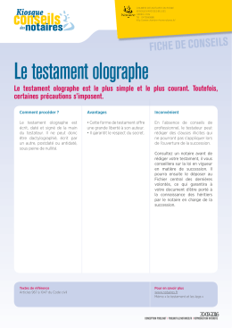 Le testament olographe - Chambre des Notaires du Rhône
