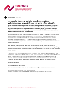 La nouvelle structure tarifaire pour les prestations