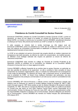 Présidence du Comité Consultatif du Secteur financier