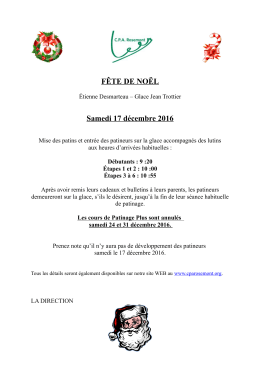 F&Ecirc;TE DE NO&Euml;L Samedi 17 d&eacute;cembre 2016