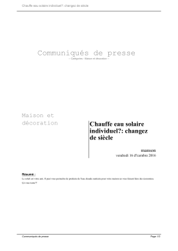 Chauffe eau solaire individuel?: changez de si&egrave;cle