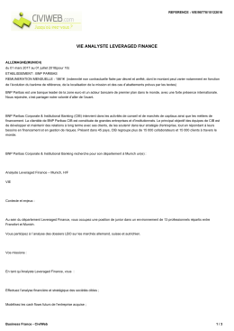 Offre VIE ANALYSTE LEVERAGED FINANCE