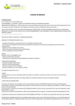 Offre CHARG&Eacute; DE MISSION