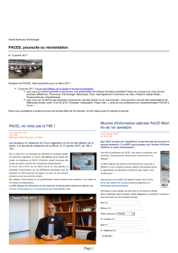 Faculté de Médecine - PACES, poursuite ou réorientation