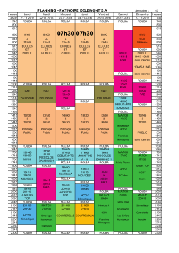 Planning de la semaine 47 (21.11 au 27.11 2016)
