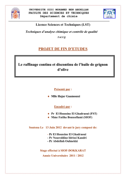 PROJET DE FIN D`ETUDES Le raffinage continu et discontinu de l