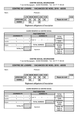 fiche de r&eacute;servation - Centre Social Bourgogne
