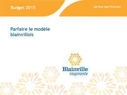 Budget 2015 Service des finances Orientations