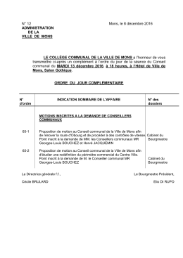 Complément à l`ordre du jour du Conseil communal du 13