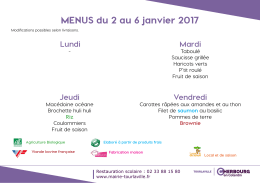 MENUS du 2 au 6 janvier 2017